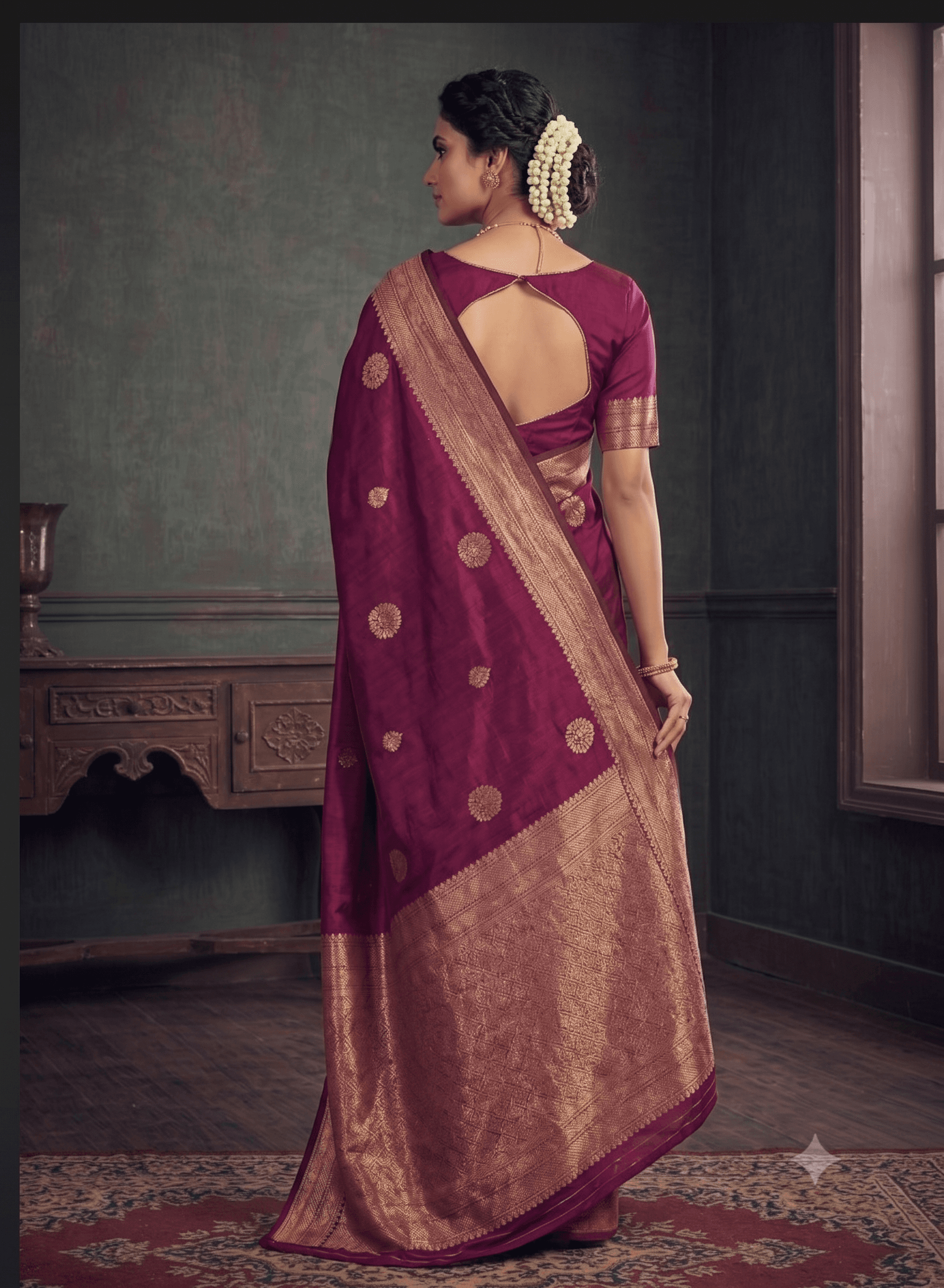 Meroon saree
