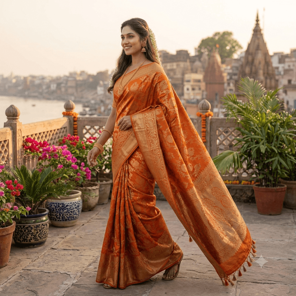 Royal Orange Saree